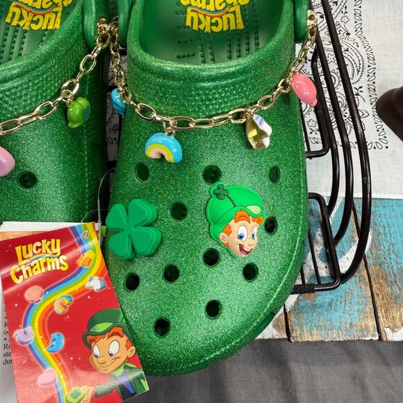 NEW Crocs Lucky Charms Green Men\'s Size 10 Clog with Rainbow & Charm Accents main image 6
